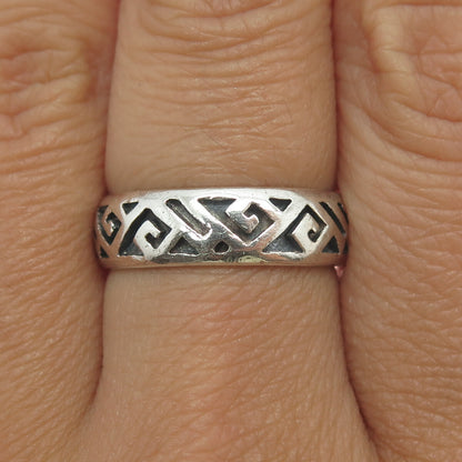 PETER STONE 925 Sterling Silver Vintage Ethnic Band Ring Size 8.25