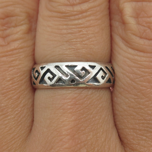 PETER STONE 925 Sterling Silver Vintage Ethnic Band Ring Size 8.25