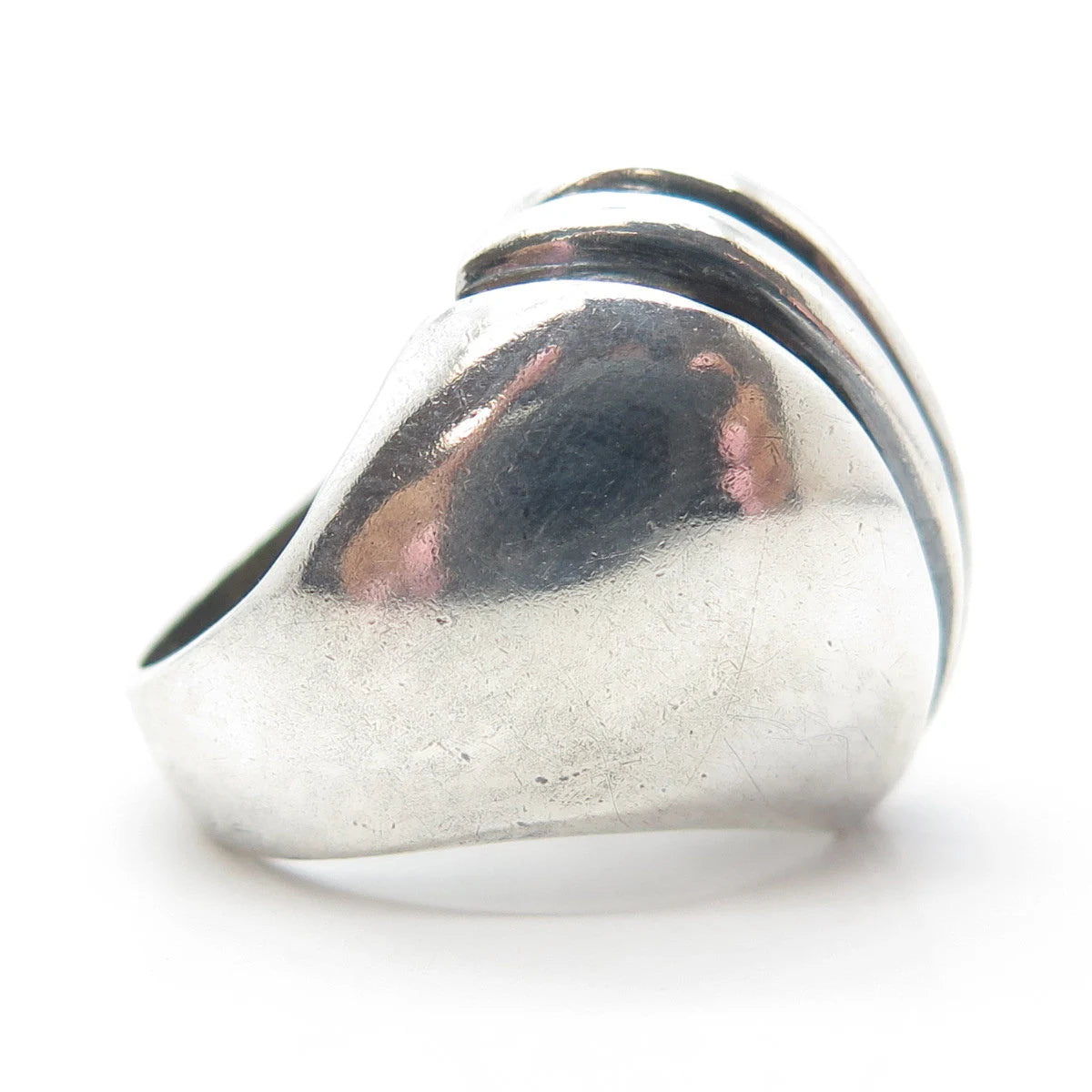 925 Sterling Silver Vintage Ribbed Domed Ring Size 6