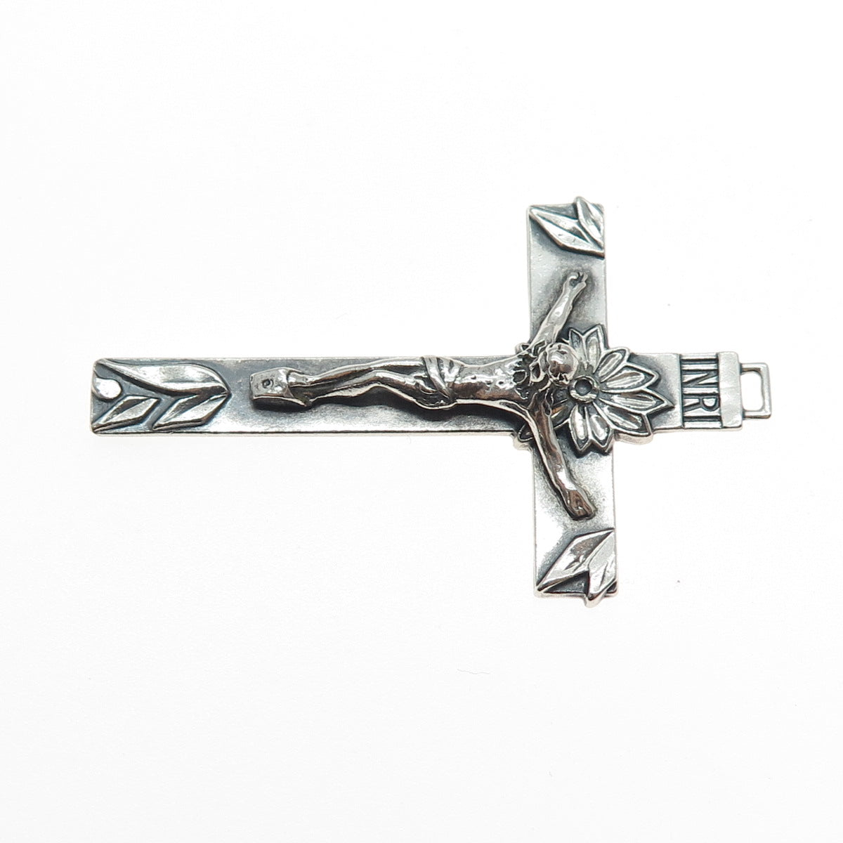 925 Sterling Silver Vintage Crucifix Cross Oxidized Charm Pendant