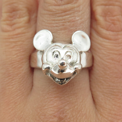 DISNEY 925 Sterling Silver Vintage Mickey Mouse Ring Size 9.5