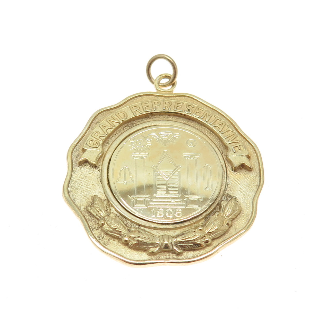 925 Sterling Silver Gold Plated Antique "Grand Representative" Award Pendant