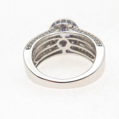 Chuck Clemency 925 Sterling Silver Real Tanzanite & White Topaz Ring Size 8.25