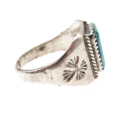 Old Pawn 925 Sterling Silver Vintage Southwestern Turquoise Ring Size 11.5