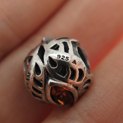 CHAMILIA 925 Sterling Silver Marquise-Cut Orange Crystal Slide Bead Charm