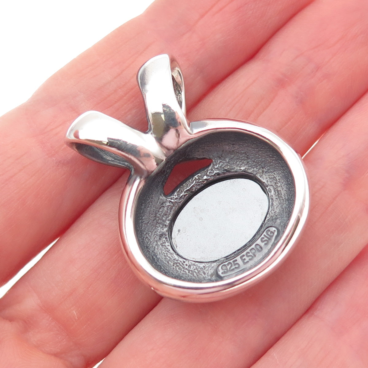 ESPO SIG Joseph Esposito 925 Sterling Silver Vintage Real Hematite Slide Pendant