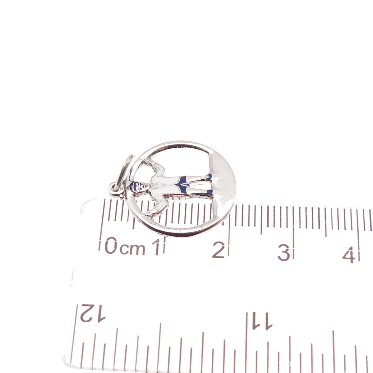 925 Sterling Silver Vintage Enamel Man Peace Mini Charm Pendant