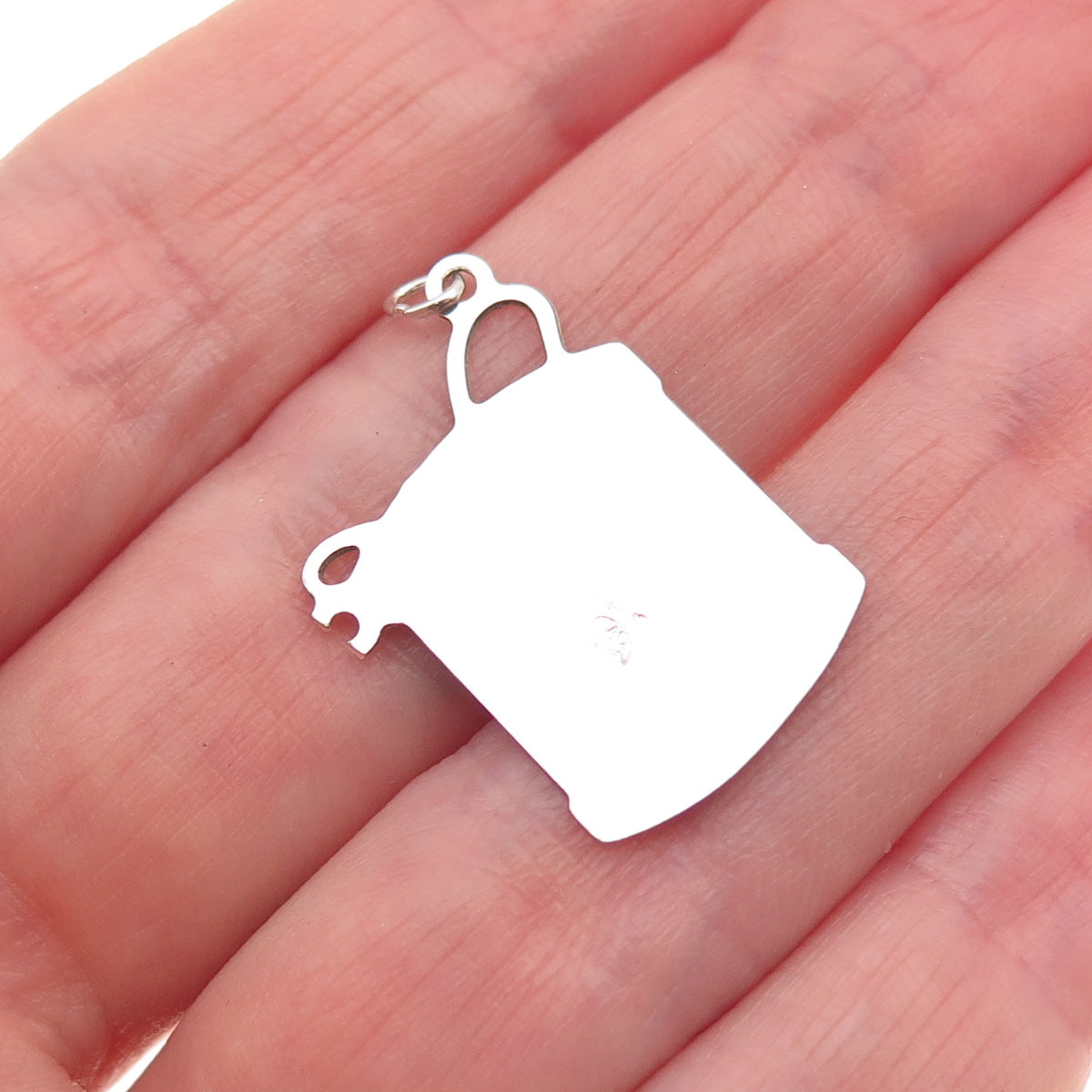 925 Sterling Silver Vintage Drum Tag Mini Charm Pendant