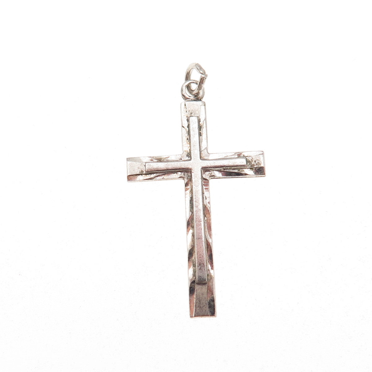 Tru-Kay 925 Sterling Silver Vintage Cross Oxidized Charm Pendant