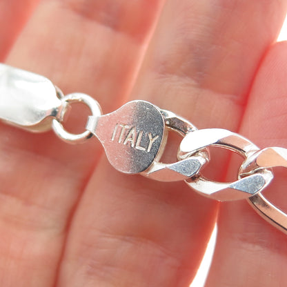 925 Sterling Silver Vintage Italy Figaro Link Bracelet 8.75"