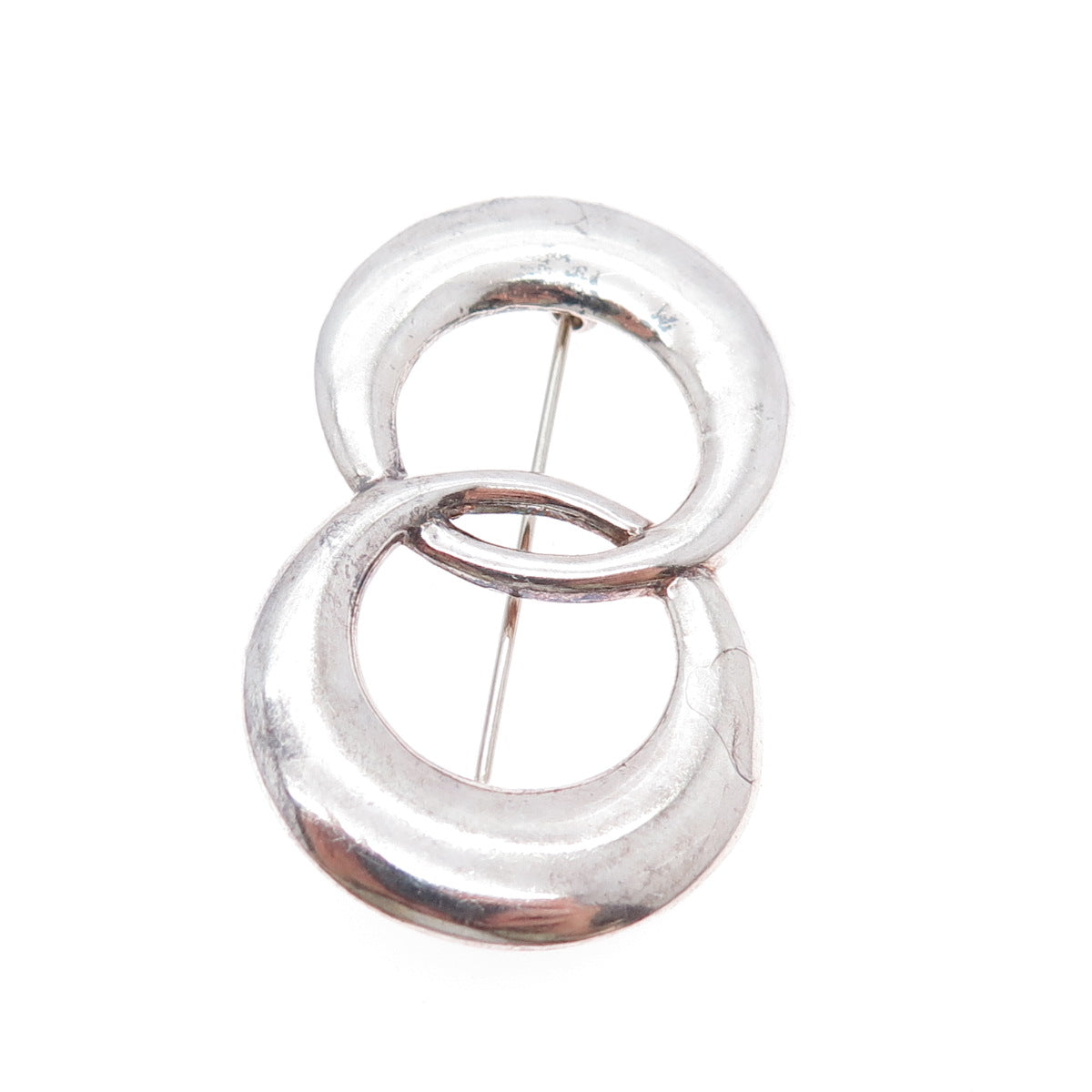 925 Sterling Silver Vintage Interlocked Eternity Oxidized Pin Brooch