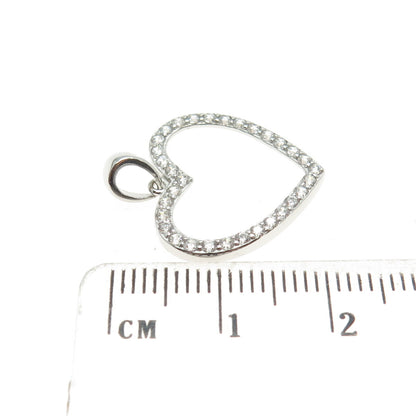 925 Sterling Silver Round-Cut Shaped C Z Open Heart Pendant