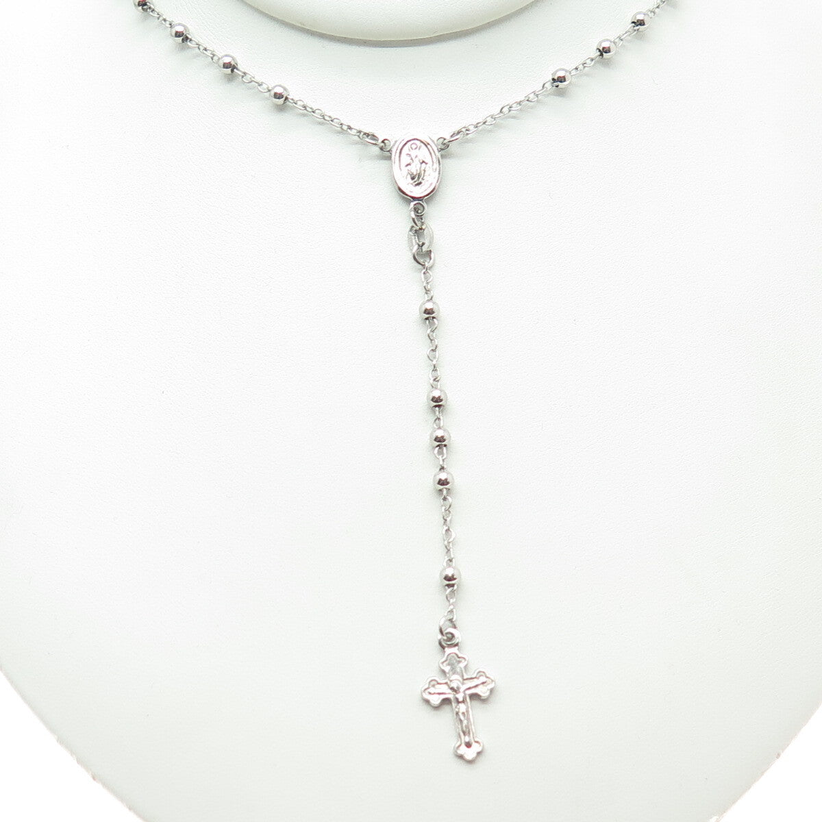925 Sterling Silver Italy Crucifix Cross Religious Rosary Chain 24"