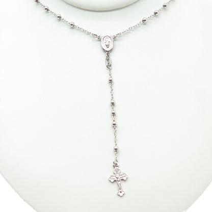 925 Sterling Silver Italy Crucifix Cross Religious Rosary Chain 24"