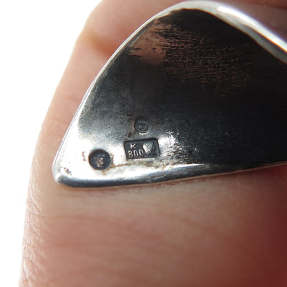 800 Silver Vintage Poland Real Hematite Modernist Oxidized Pin Brooch