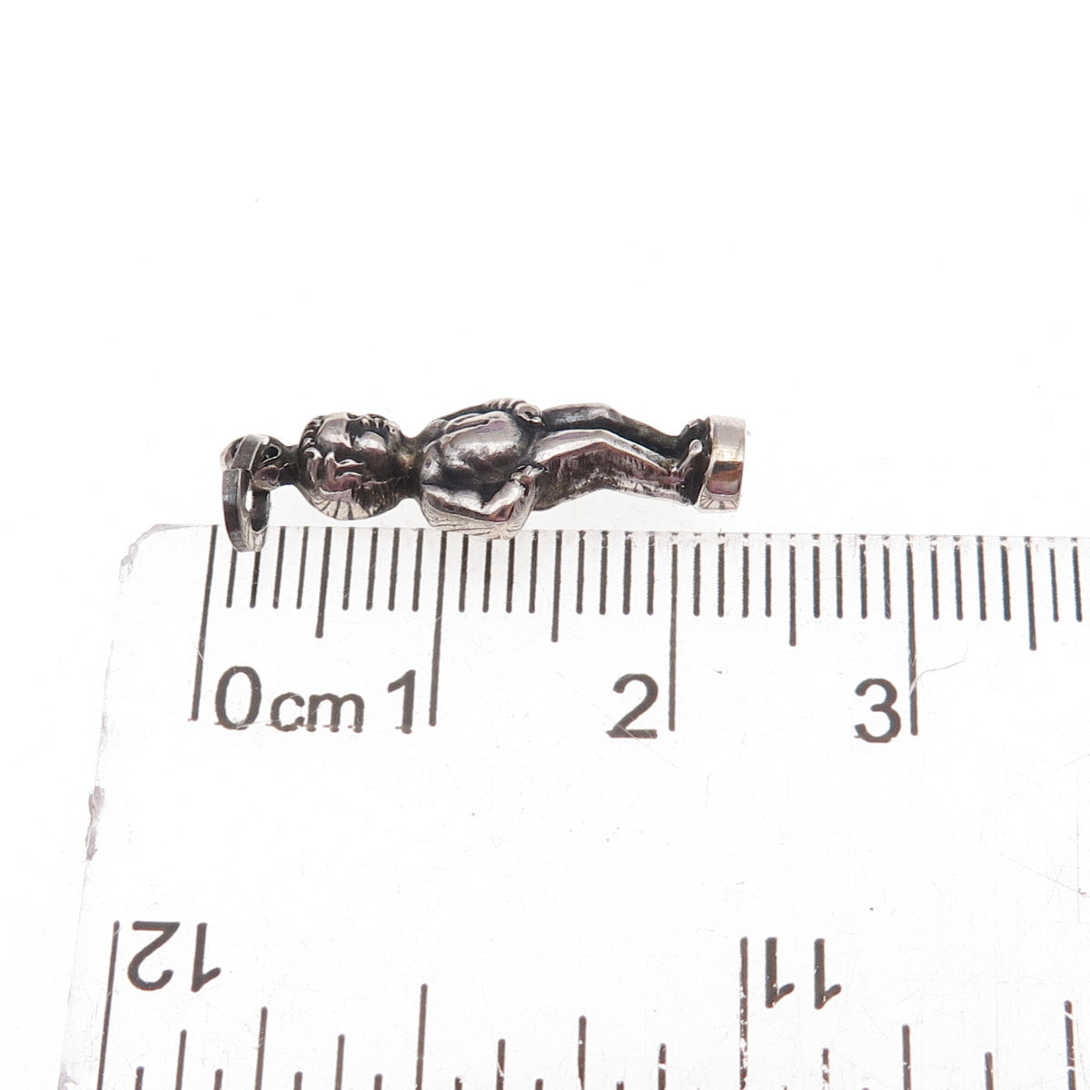 835 Silver Antique Art Deco Manneken Pis Oxidized 3D Charm Pendant