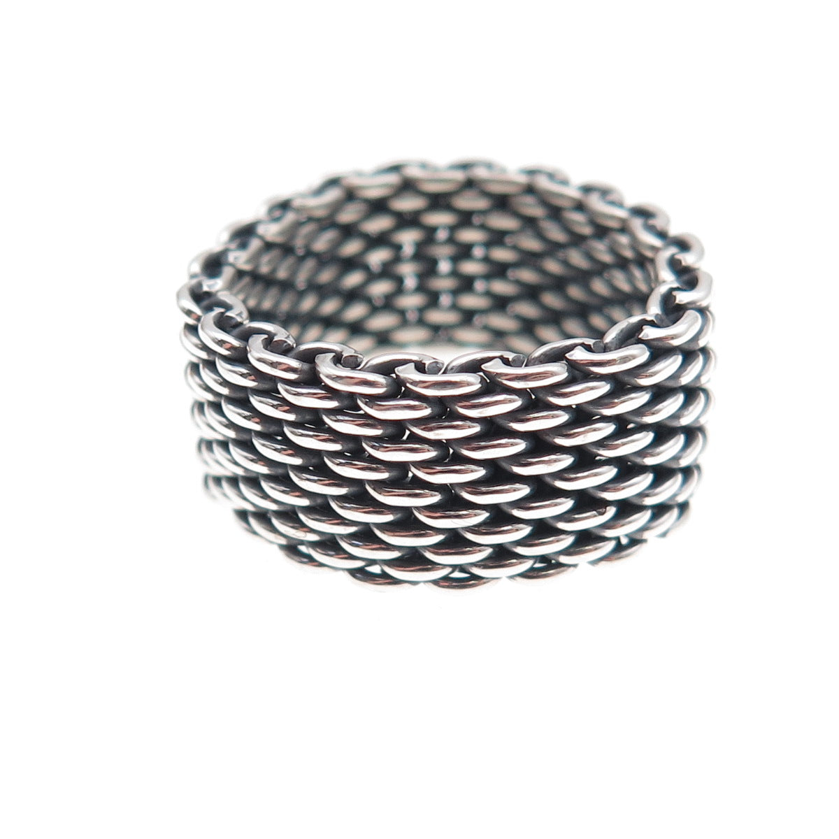 Tiffany & Co. 925 Sterling Silver Vintage Somerset Mesh Ring Size 7