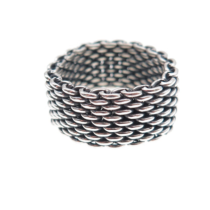 Tiffany & Co. 925 Sterling Silver Vintage Somerset Mesh Ring Size 7