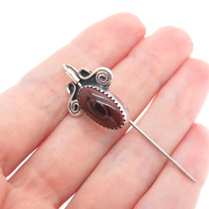 Old Pawn 925 Sterling Silver Vintage Southwestern Red Agate Tribal Lapel Pin