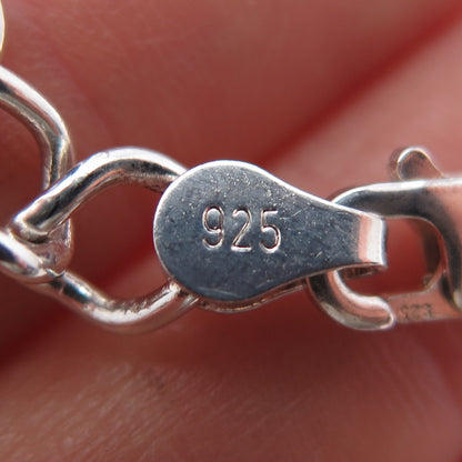925 Sterling Silver Vintage Italy Curb Link Bracelet 7.75"
