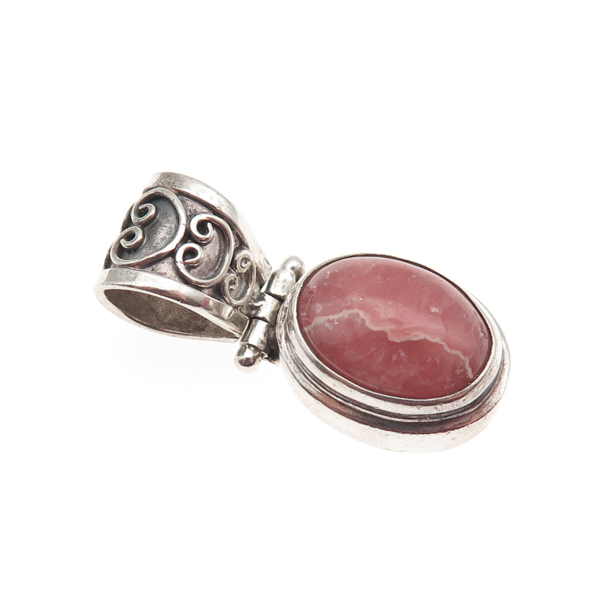 Sarda 925 Sterling Silver Vintage Real Cabochon Rhodonite Charm Pendant