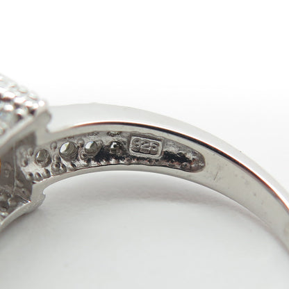 925 Sterling Silver Princess & Round-Cut C Z Engagement Ring Size 7