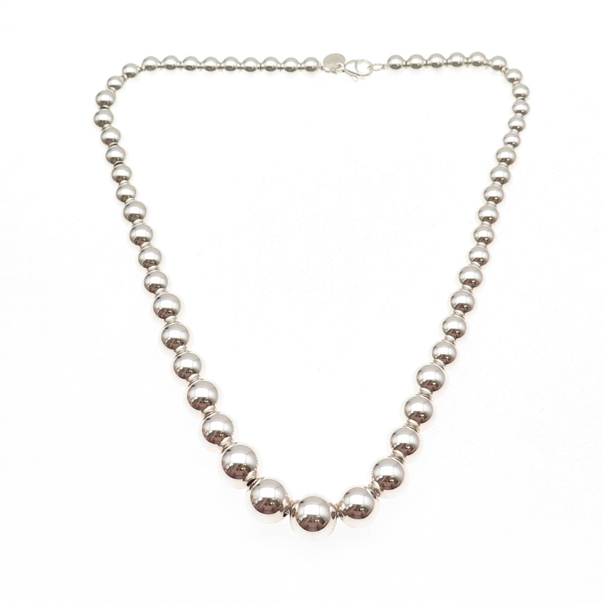 Tiffany & Co. 925 Sterling Silver Vintage HardWear Graduated Beaded Necklace 16"