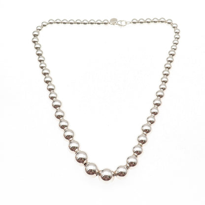 Tiffany & Co. 925 Sterling Silver Vintage HardWear Graduated Beaded Necklace 16"