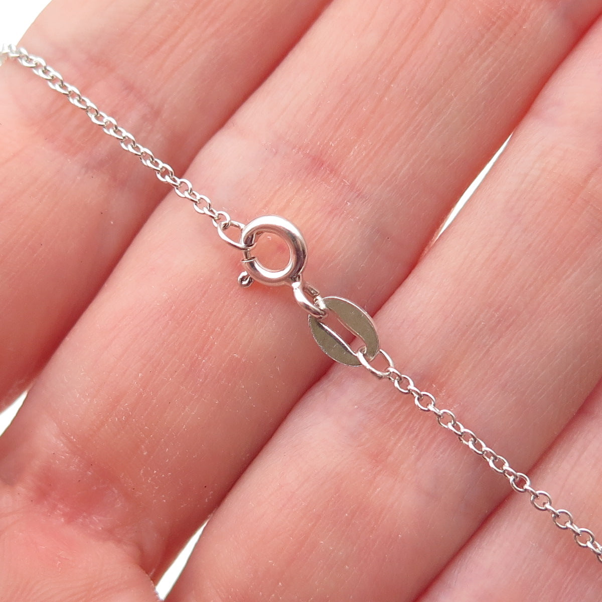 925 Sterling Silver Pink Enamel It's a Girl Round Tag Cable Chain Necklace 18"