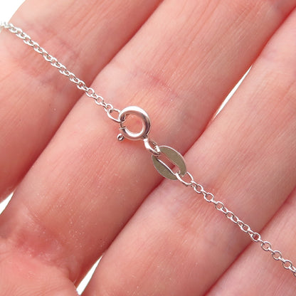 925 Sterling Silver Pink Enamel It's a Girl Round Tag Cable Chain Necklace 18"