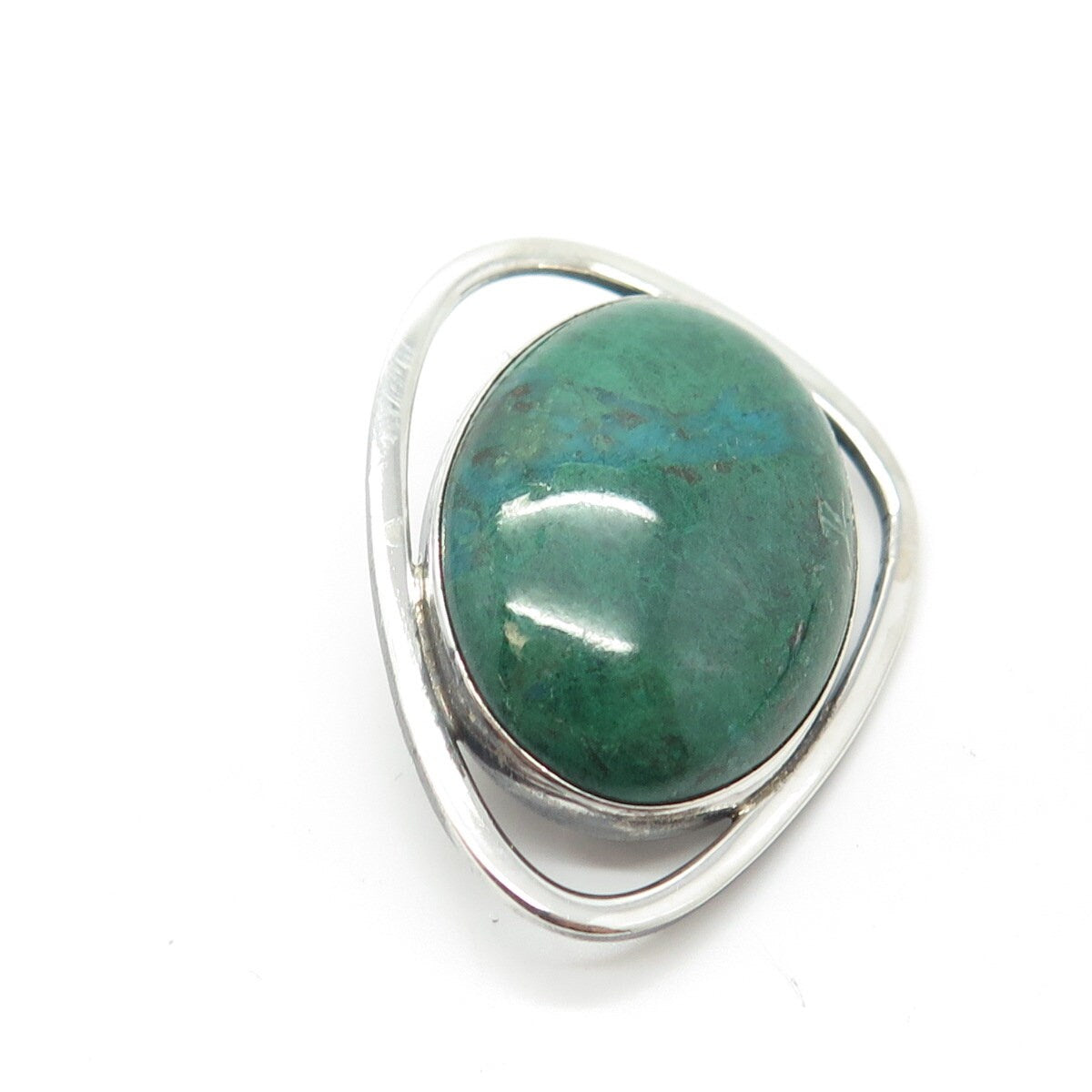 925 Sterling Silver Vintage Real Eilat Gemstone Pin Brooch / Pendant