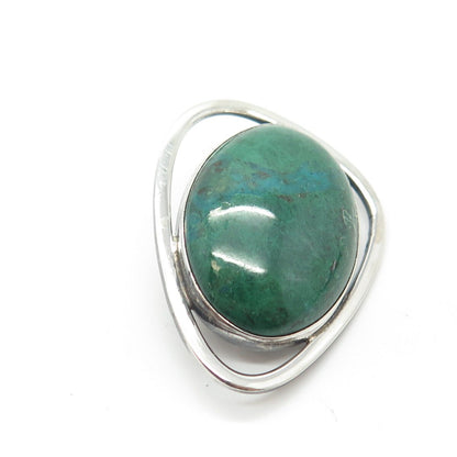 925 Sterling Silver Vintage Real Eilat Gemstone Pin Brooch / Pendant