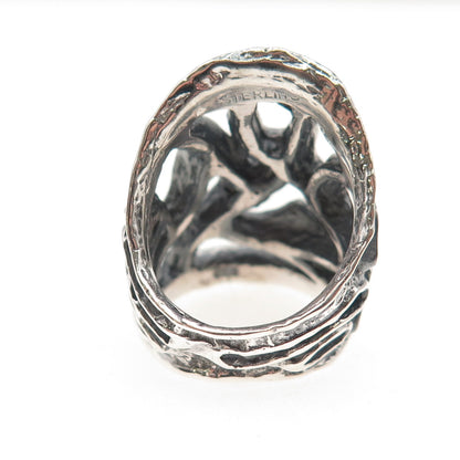 925 Sterling Silver Vintage Modernist Oxidized Ring Size 5.25