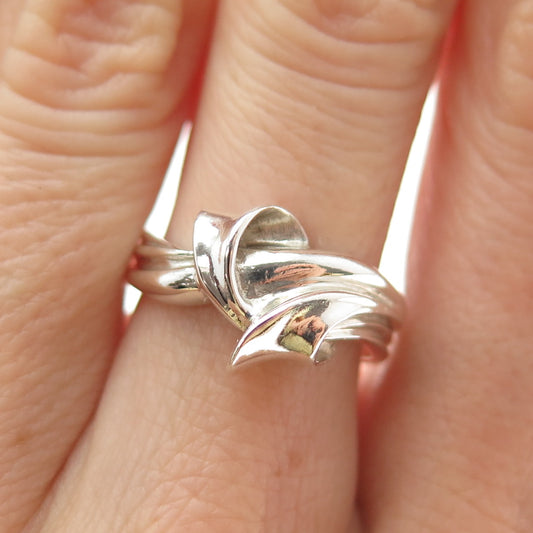 925 Sterling Silver Vintage Modernist Ring Size 6.75