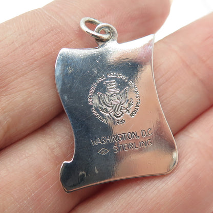 BATES & KLINKE 925 Sterling Vintage 1985 Washington D.C. US Constitution Pendant