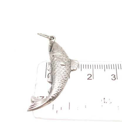 925 Sterling Silver Vintage Fish Oxidized Charm Pendant