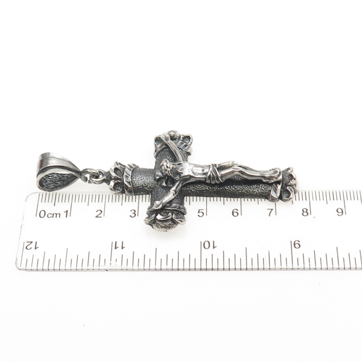 925 Sterling Silver Vintage Crucifix Cross Oxidized Pendant