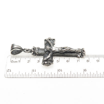 925 Sterling Silver Vintage Crucifix Cross Oxidized Pendant