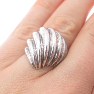 925 Sterling Silver Vintage Modernist Seashell Oxidized Ring Size 6.5