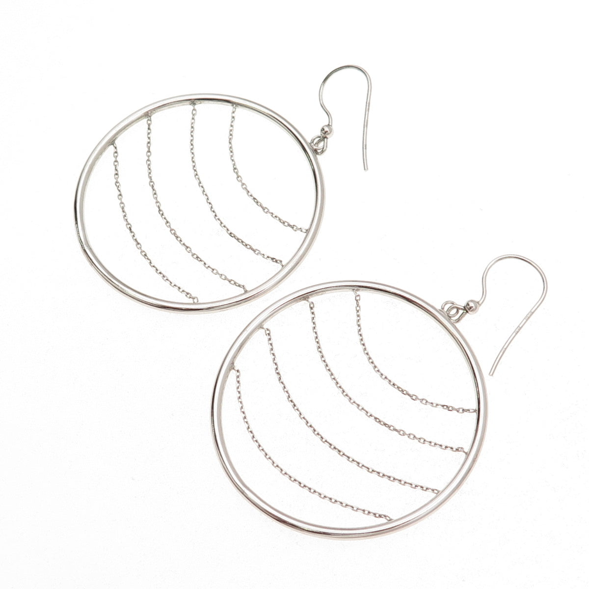 Milor 925 Sterling Silver Italy Chain Circle Dangle Earrings