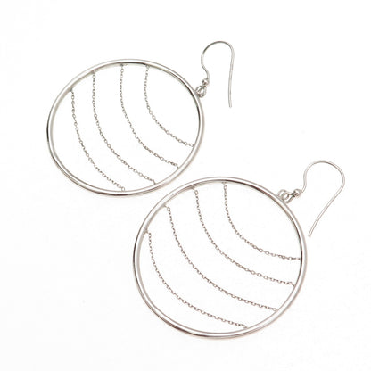 Milor 925 Sterling Silver Italy Chain Circle Dangle Earrings