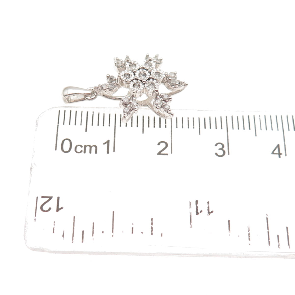 Jane Seymour 925 Sterling Real Round-Cut Diamond Snowflake Mini Charm Pendant