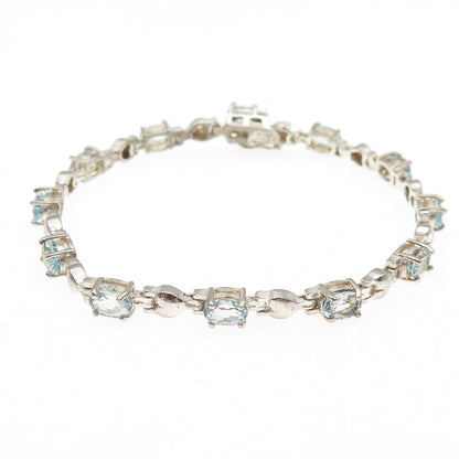 M.R.F. RESOURCES 925 Sterling Silver Real Blue Topaz Bracelet 7.25"
