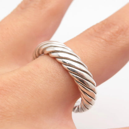 925 Sterling Silver Vintage Mexico Twisted Band Ring Size 9.25