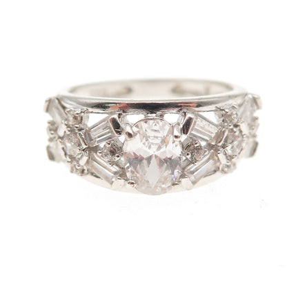 925 Sterling Silver Multi-Cut C Z Cluster Ring Size 6