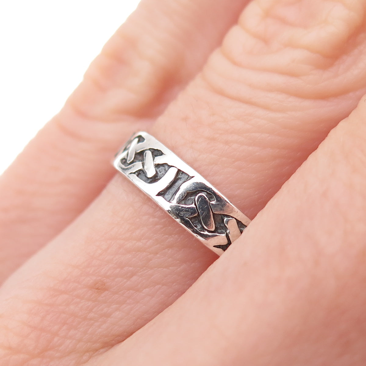 Chapal Zenray 925 Sterling Silver Vintage Celtic Knot Oxidized Band Ring Size 5