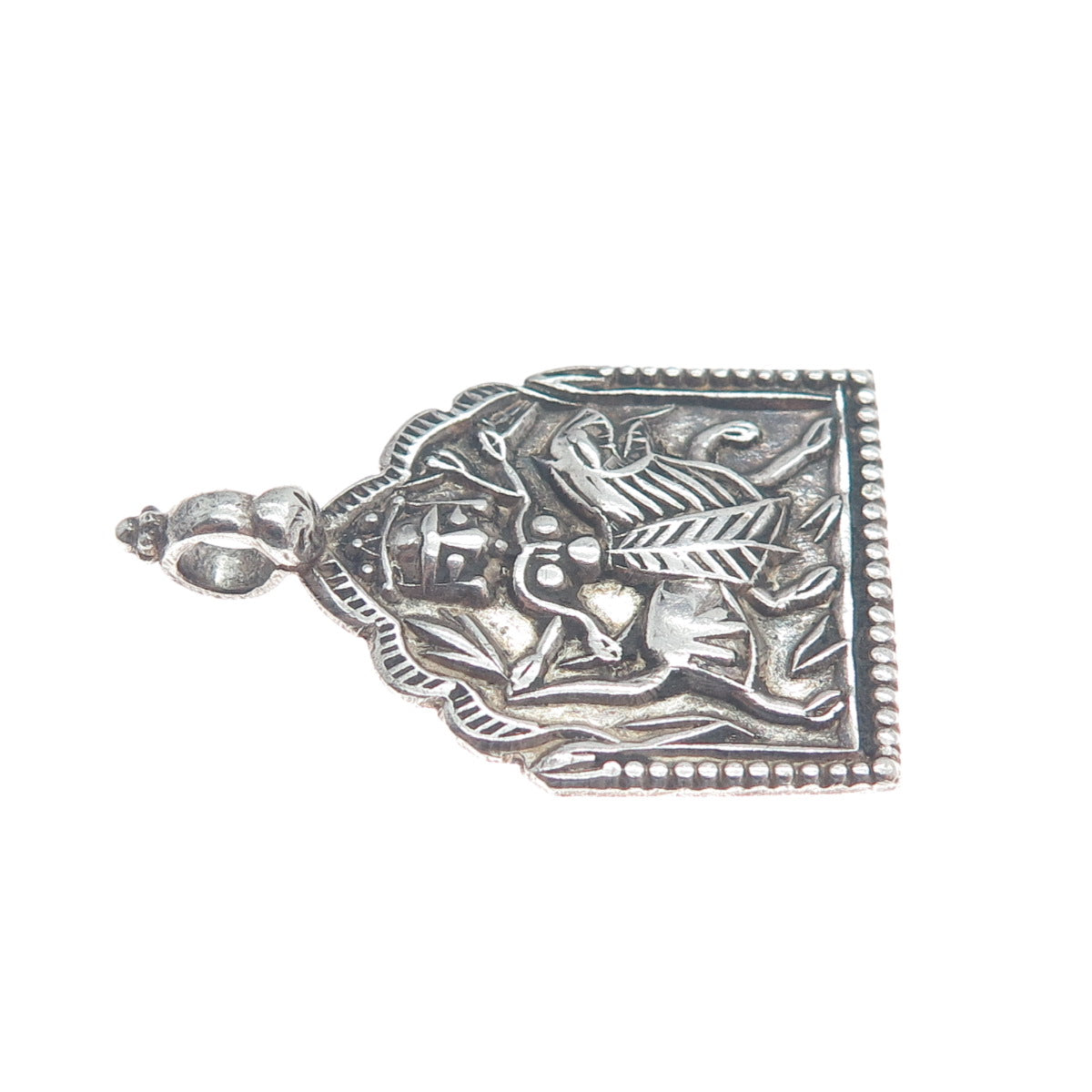 925 Sterling Silver Vintage Baba Ramdev Oxidized Charm Pendant
