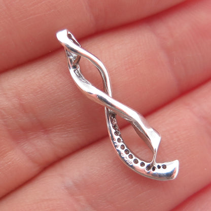 JANE SEYMOUR 925 Sterling Silver Real Diamond Twisted Ribbon Slide Charm Pendant