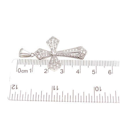 925 Sterling Silver Round-Cut C Z Cross Charm Pendant