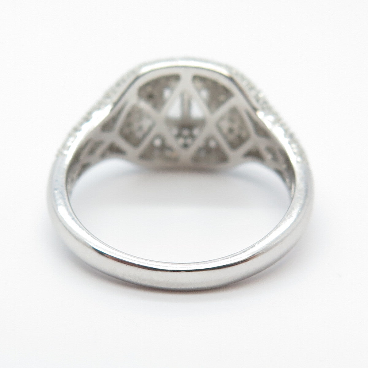 925 Sterling Silver Princess-Cut C Z Granulated Ring Size 7